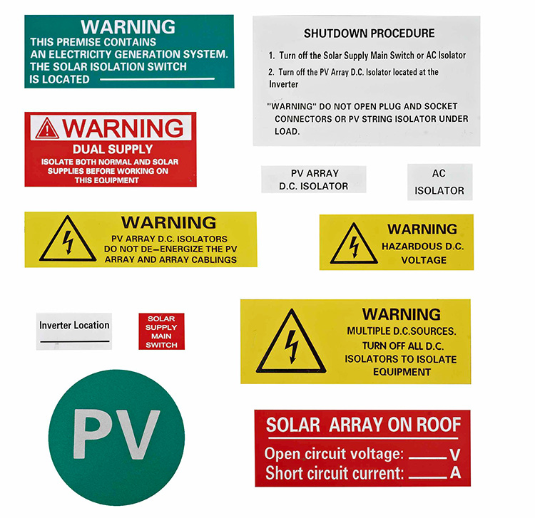 Label Peringatan Untuk Sistem Pv